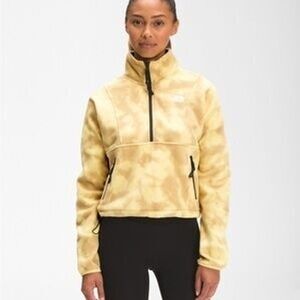 The North Face Womens Yellow Tie Dye Fleece 1/4 Zip‎ Pullover Cropped Jacket M